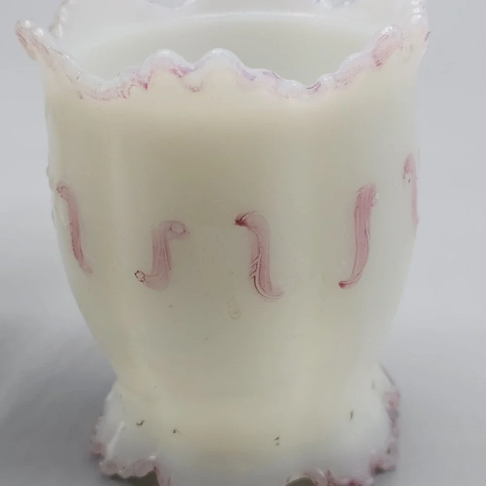 Vintage‎ EAGP Dithridge Creamer & Sugar Bowl White Milk Glass Roses Hand Painted
